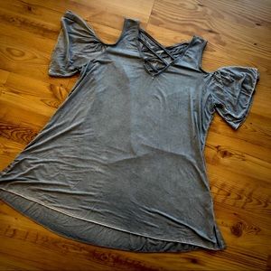 Alya Light Blue Off The Shoulder Top